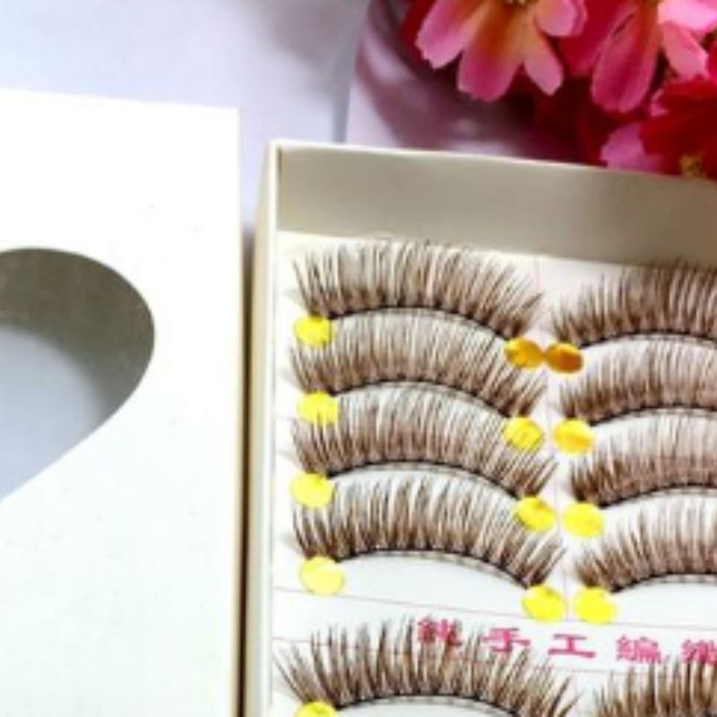 Pure handmade A14 false eyelashes Brown natural thick front short back long lashes thumbnail