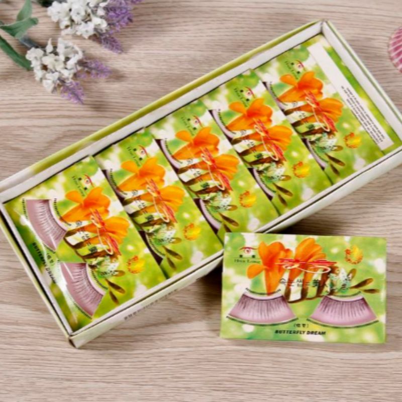 Factory direct sales of Korean version fresh and clean cotton thread stems, pure handcrafted imported natural nude makeup false eyelashes 1 pair per box details Picture