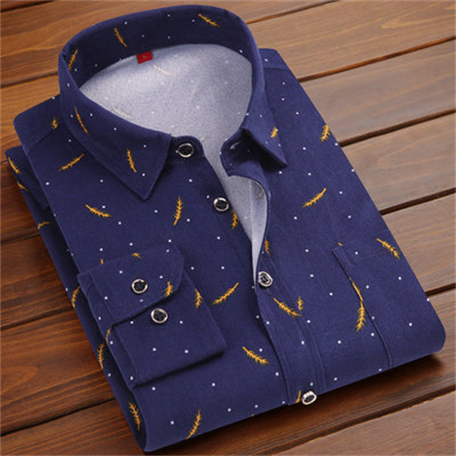 Autumn Long Sleeve Shirt Casual Plaid Oxford Floral Shirt Men's Slim Youth Pure Cotton Shirt Tide 19