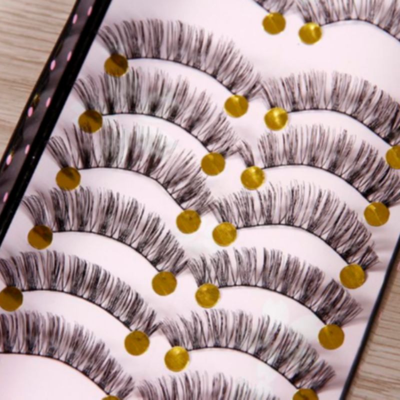 Wholesale pure handcrafted false eyelash cotton thread stem supernatural short nude makeup cross-style thick and realistic eyelash details Picture