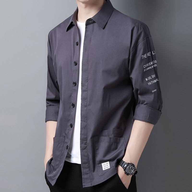 Spring Fashion Casual Long-Sleeved Shirt Out Of The Cabinet Men's Light Mature Thin Long Shirt Korean Version Slim Inch Coat Base Shirt