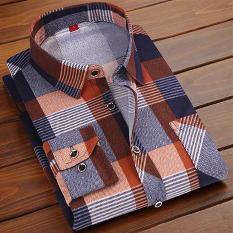 Autumn Long Sleeve Shirt Casual Plaid Oxford Floral Shirt Men's Slim Youth Pure Cotton Shirt Tide 21 Specification drawing