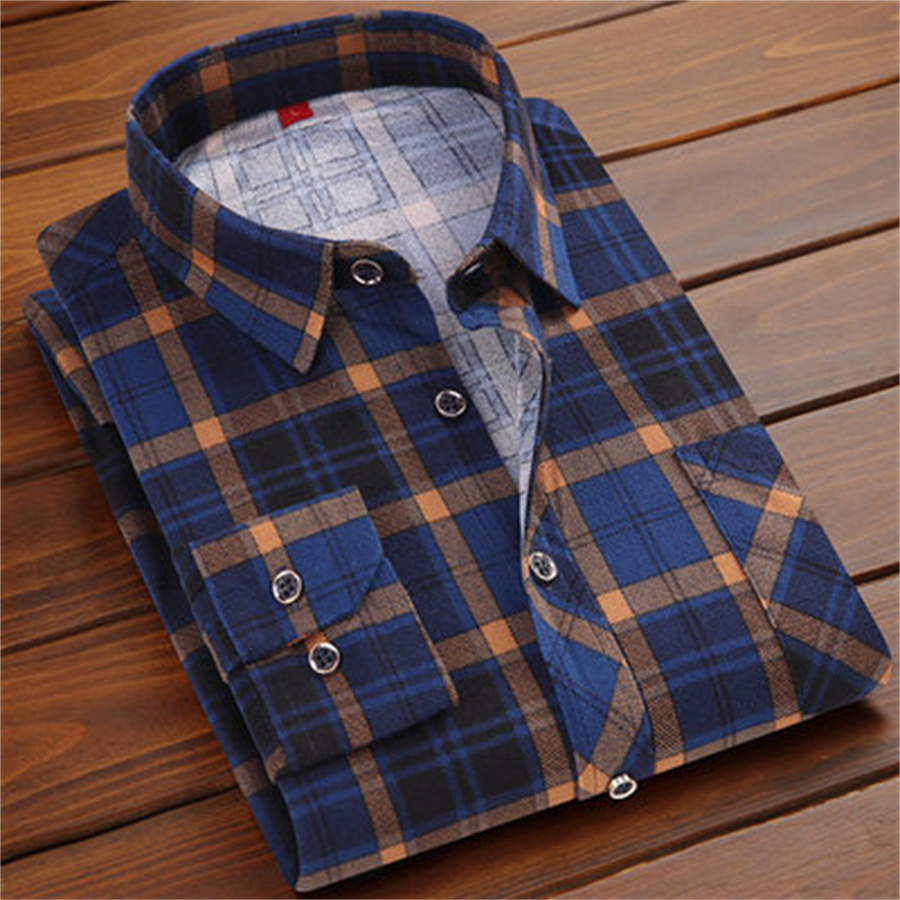 Autumn Long Sleeve Shirt Casual Plaid Oxford Floral Shirt Men's Slim Youth Pure Cotton Shirt Trend 2