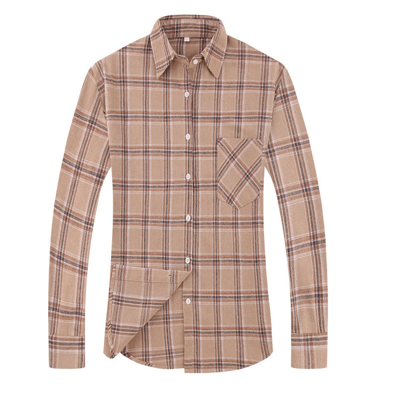 Middle-Aged And Elderly Men's 40 Spring And Autumn 45 Shirt With Cloth Pocket Pocket Top 5O 30 Wear Long-Axis Sleeve Shirt 4