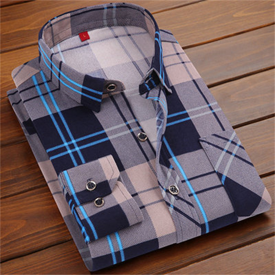 Middle-Aged And Elderly Men's 40 Spring And Autumn 45 Shirt Coat With Cloth Pocket 5O 60 Wear Long Sleeve Shirt Blouse