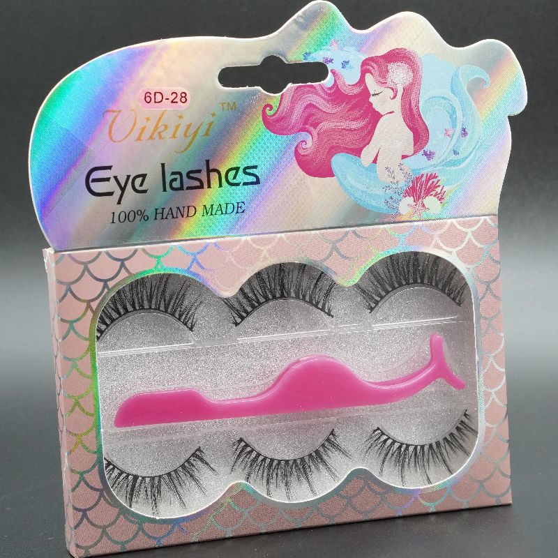 VIKIYI厂家直销三对装假睫毛含睫毛工具自然舒适多层立体手工假睫可定制