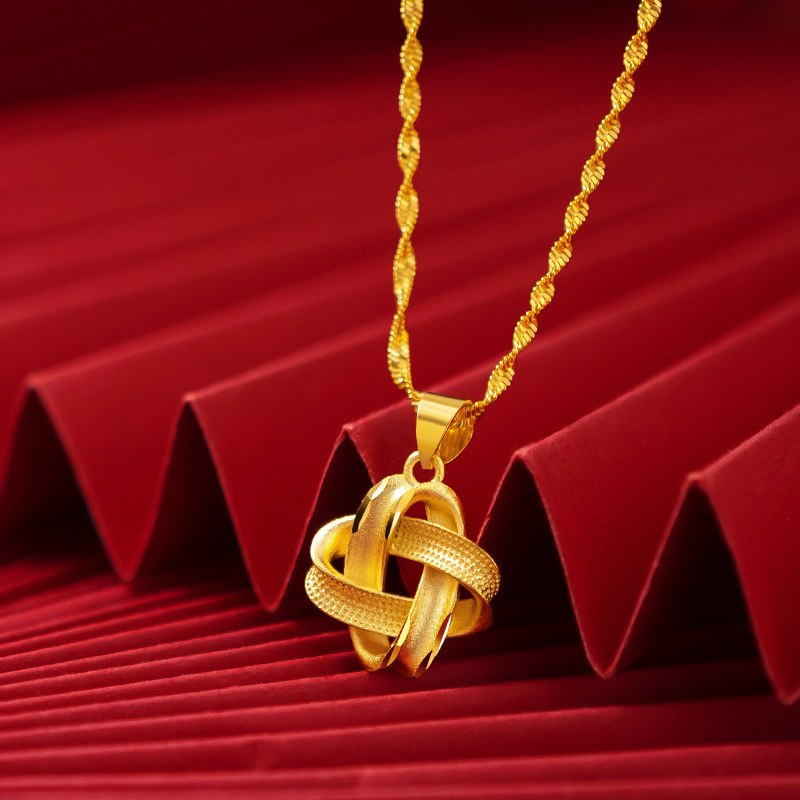 Vietnam Gold Gold Plated Country Tide Women's Knot Pendant Four-Leaf Clover China Knot Necklace Patchmore Supply Wholesale Application Scenario
