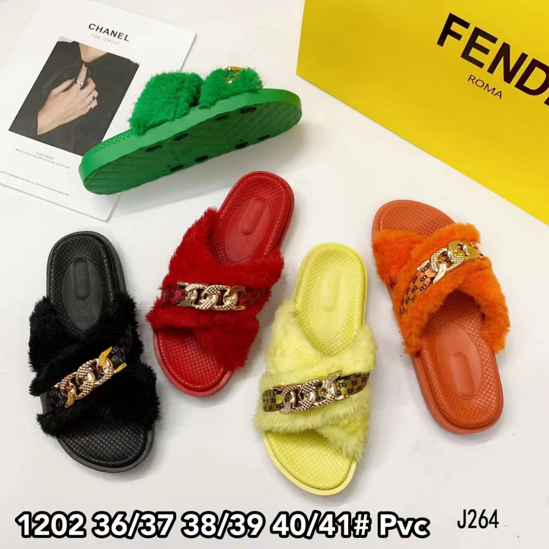 Flip-flops Flip-flops New style fluffy shoes Warm slippers Fall/winter lazy shoes flat slippers Student lady sandals