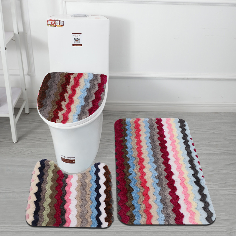 Qiansi cross-border hot selling toilet toilet toilet three-piece set carpet new ultra-soft fiber bathroom non-slip mat floor mat