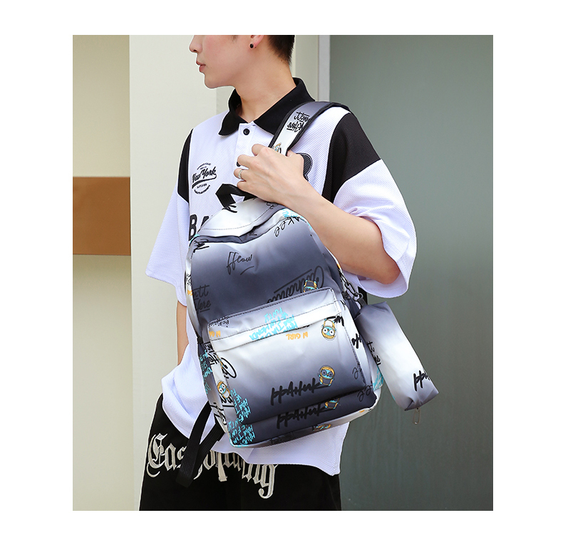 Trendy waterproof, exquisite and fashionable schoolbag for junior and senior high school students, gradient color boys' backpack, nylon bag, casual backpack, versatile Oxford fabric, large-capacity multi-purpose backpack pic 22