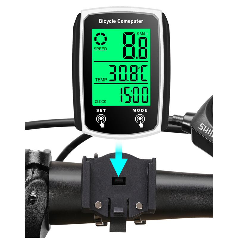 668 bicycle wired speedometer with backlight, speedometer, odometer, bicycle wired speedometer, manual speedometer and speedometer Specification image