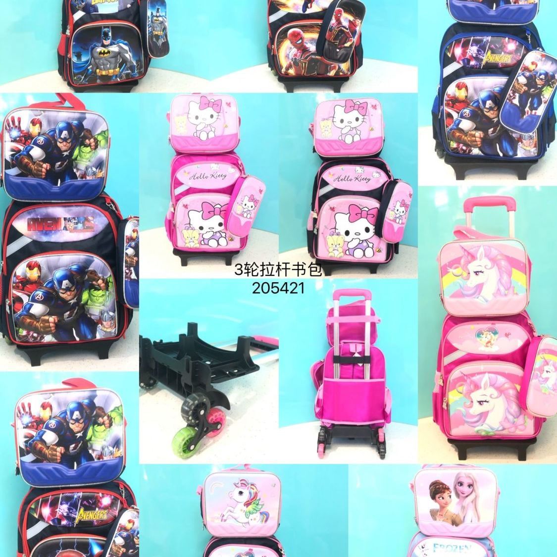Primary school pull rod schoolbag girls grades 1-6 waterproof children's schoolbag boys backpack 3 wheel stair climb pull rod schoolbag large capacity thumbnail