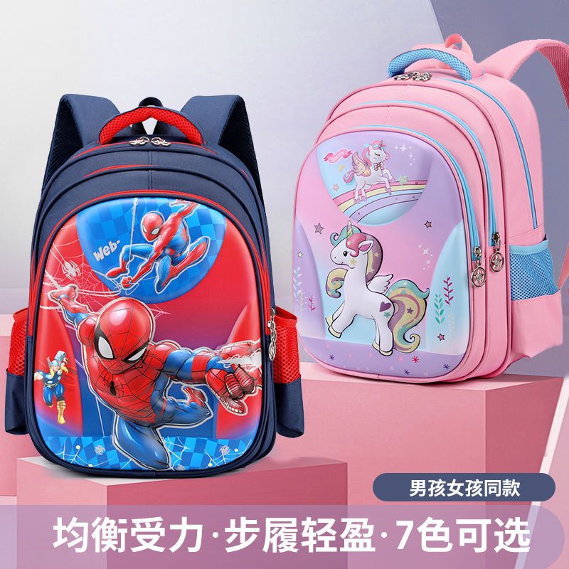 Schoolbag for primary school students Grade 12, Grade 3 girls lightweight waterproof spine protection unicorn cartoon boy backpack large capacity thumbnail