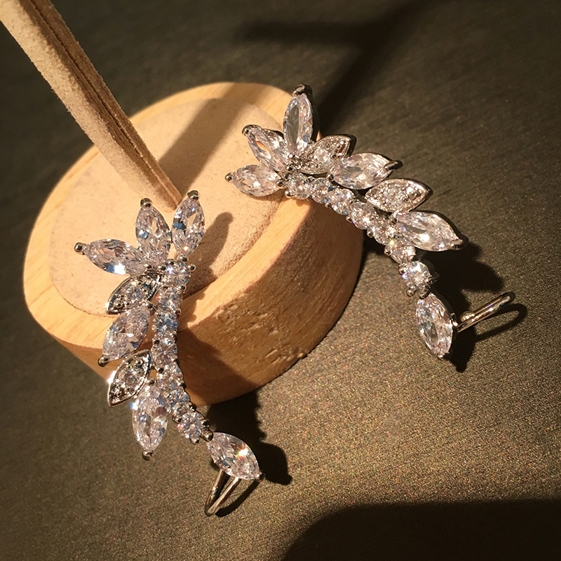 Twig Fairy Ear Clip Fresh Earring Long 925 Silver Pin earrings Earrings Twig Zircon earring Long ear clip