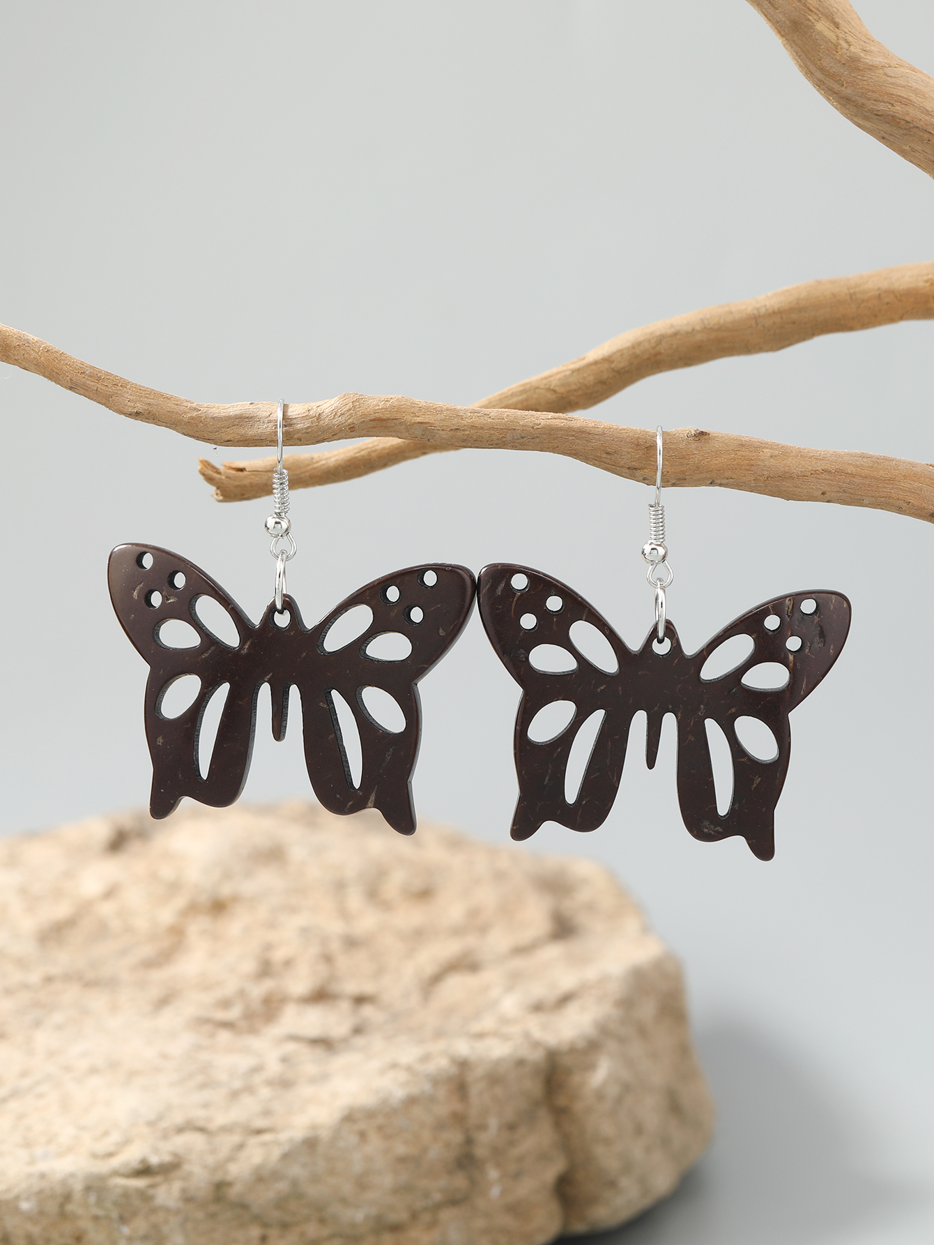Bohemian folk style retro butterfly coir carved style earrings with everything Fu Coir -573 thumbnail