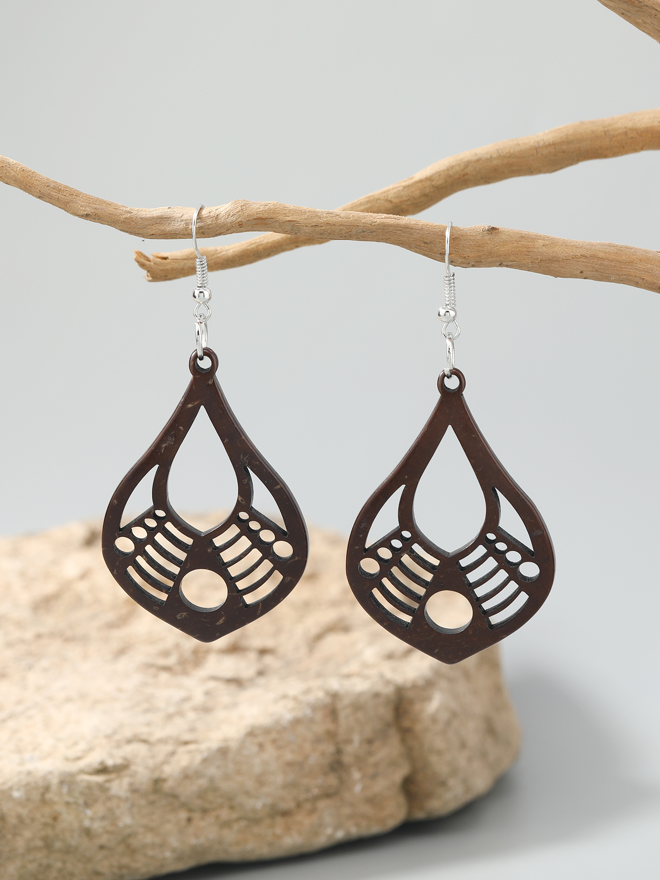 Bohemian folk style retro coir carved style earrings with a hundred Fu Coir -575 thumbnail