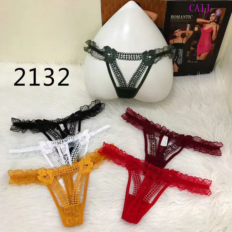 Sexy lace T-thong women's low-rise peplum sheer mesh panties Application Scenario