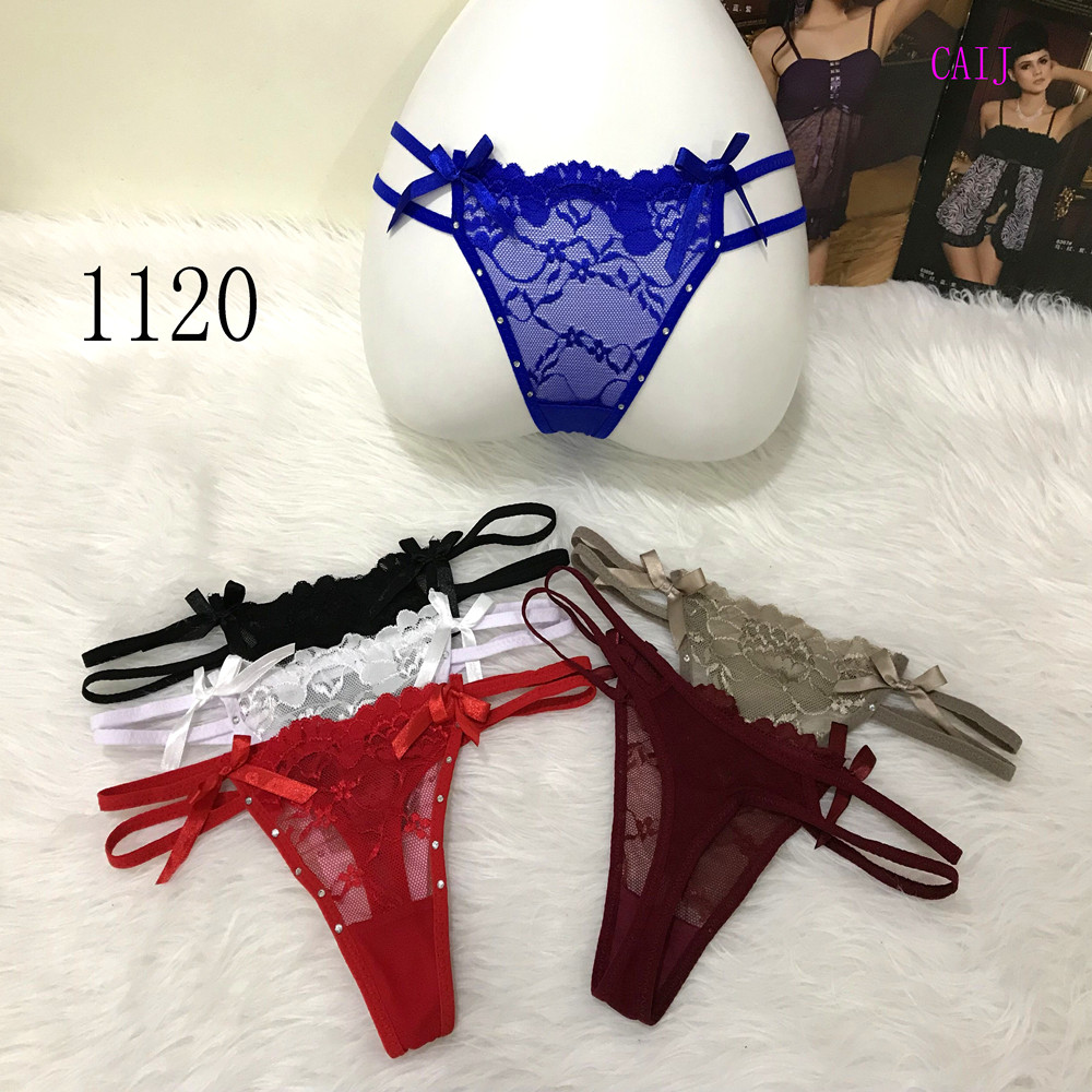 Lace embroidery open crotch sexy hollow ultra-thin no-wear low waist no trace tee short full figure