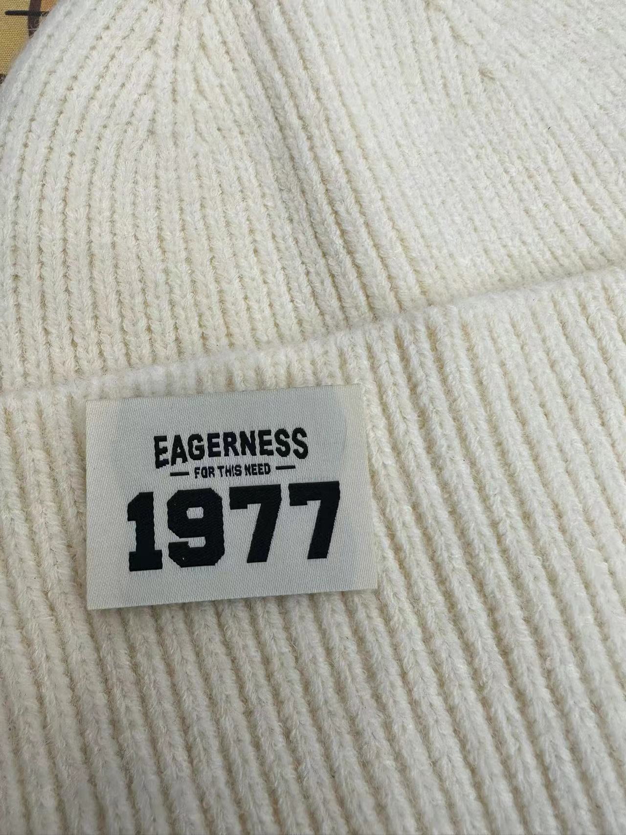 1977Eagerness Beige Coffee Color Woven Logo Specification drawing