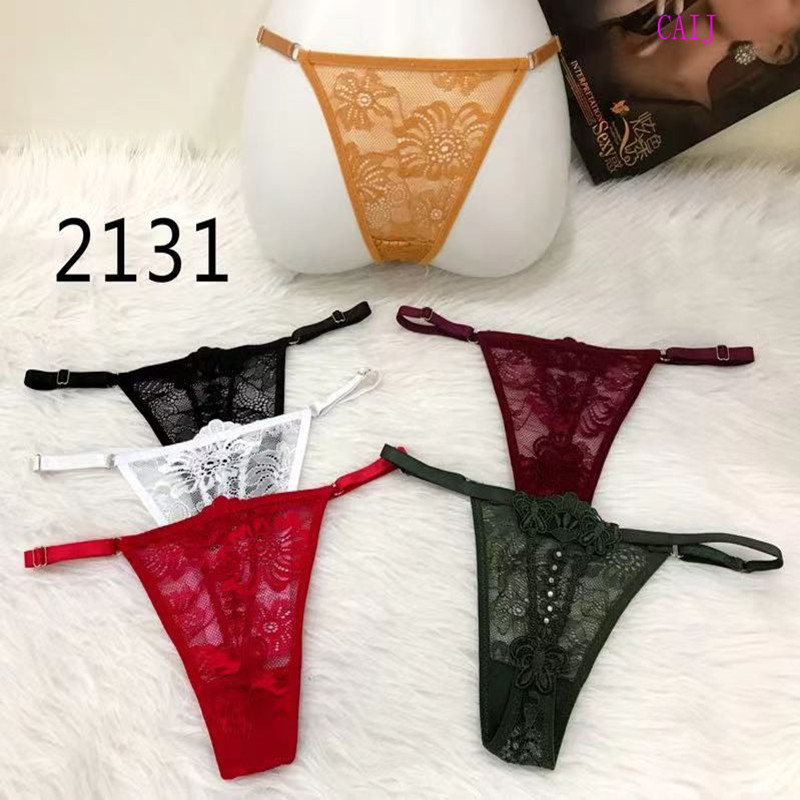 Sexy lace T-thong women's low-rise peplum sheer mesh panties Specification drawing