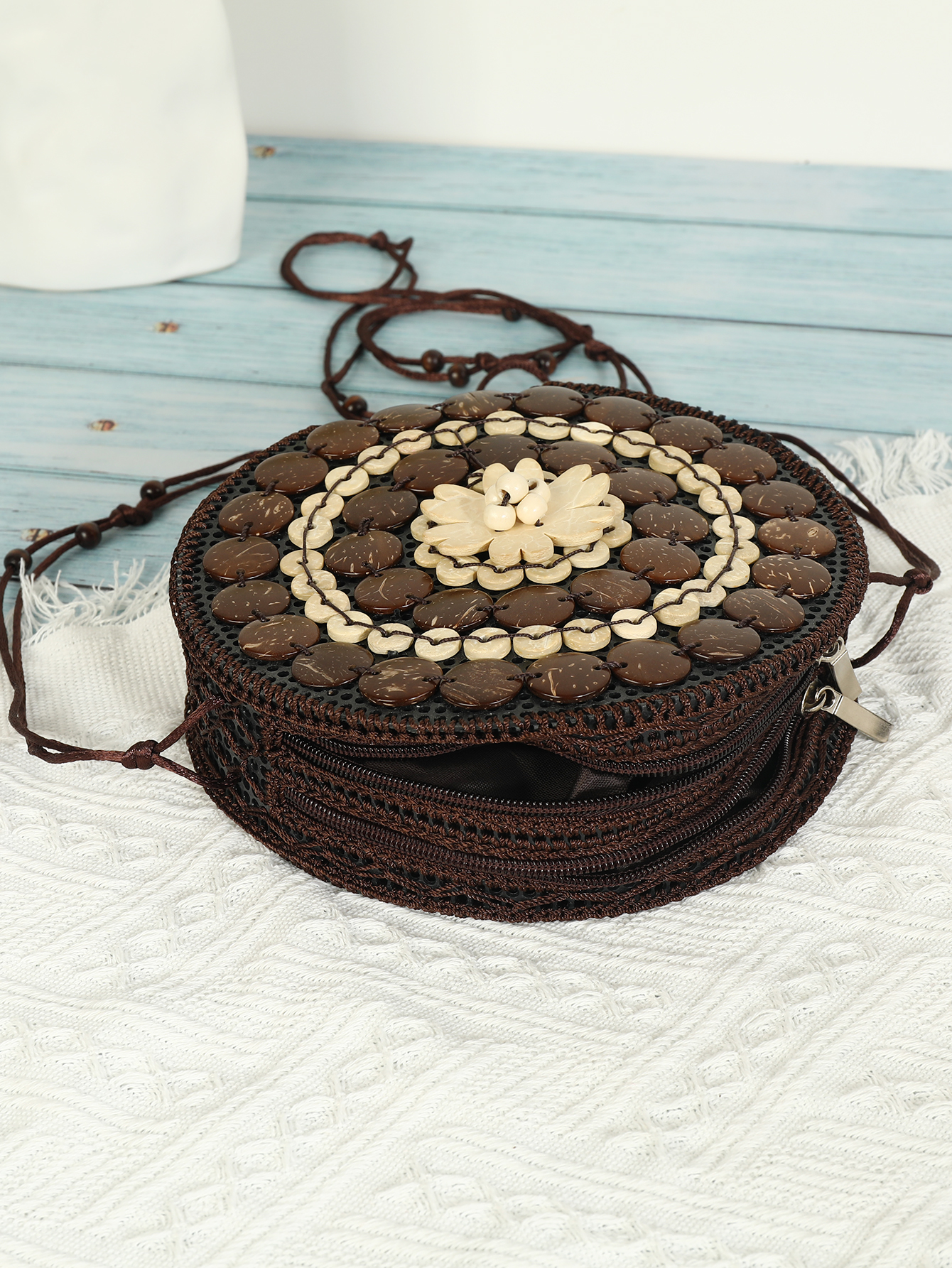 Bohemian folk style retro coconut shell round temperament all-matching bag Fu Coconut-576 Specification drawing