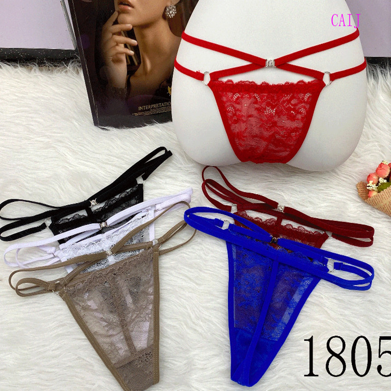 Low-rise sexy transparent lace thong seductive thin belt seamless transparent lace cutout underwear Specification drawing