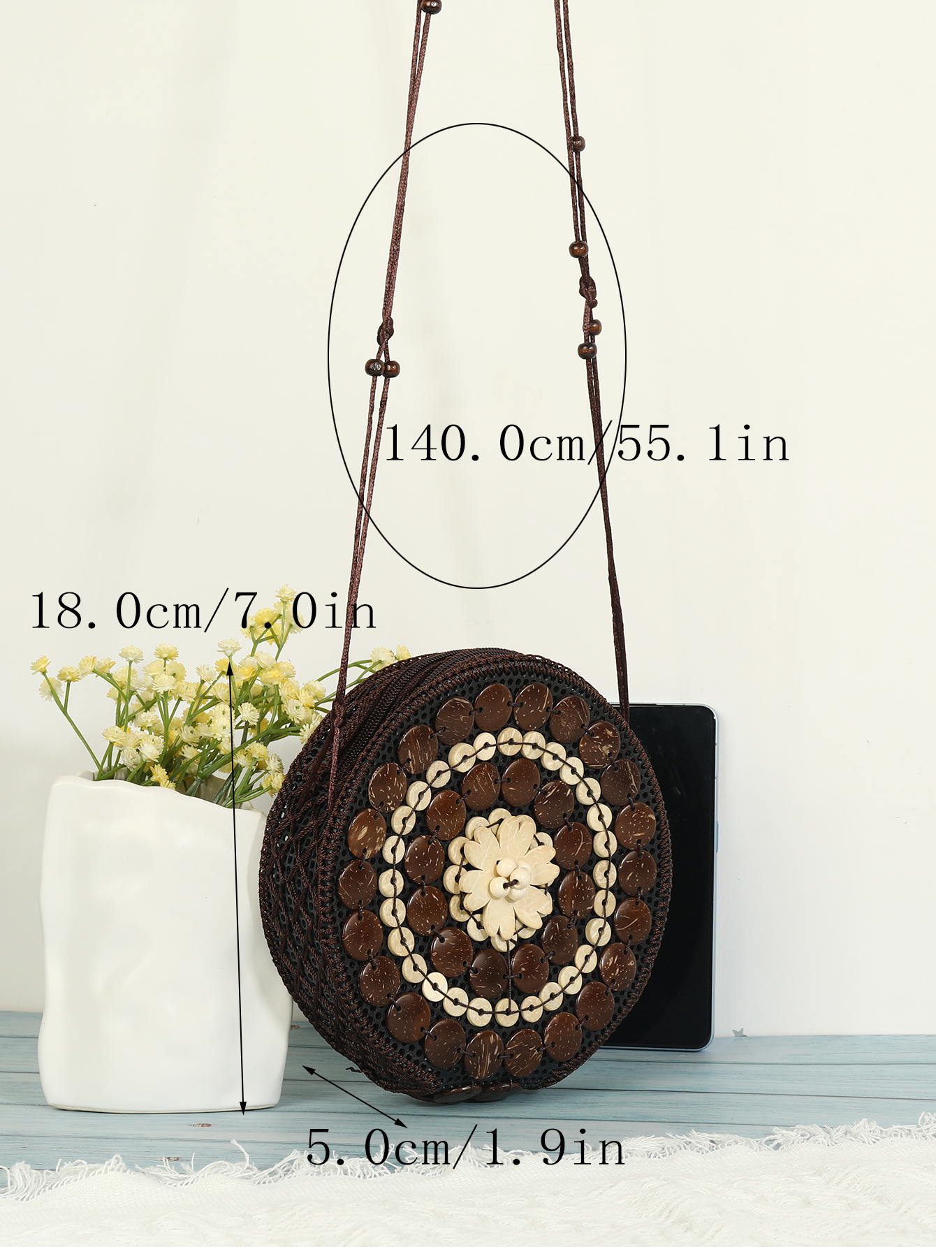 Bohemian folk style retro coconut shell round temperament all-matching bag Fu Coconut-576 Item Picture