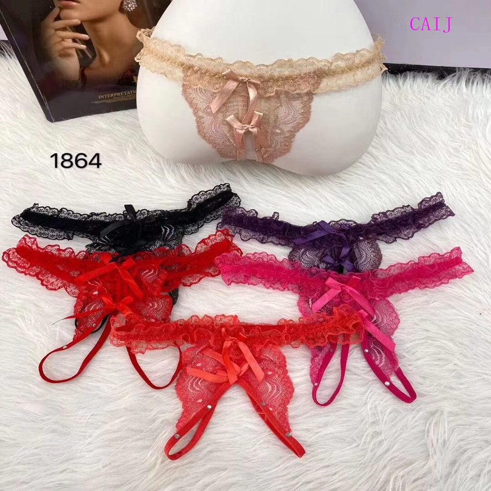 Low-rise sexy transparent lace thong seductive thin belt seamless transparent lace cutout underwear Item Picture
