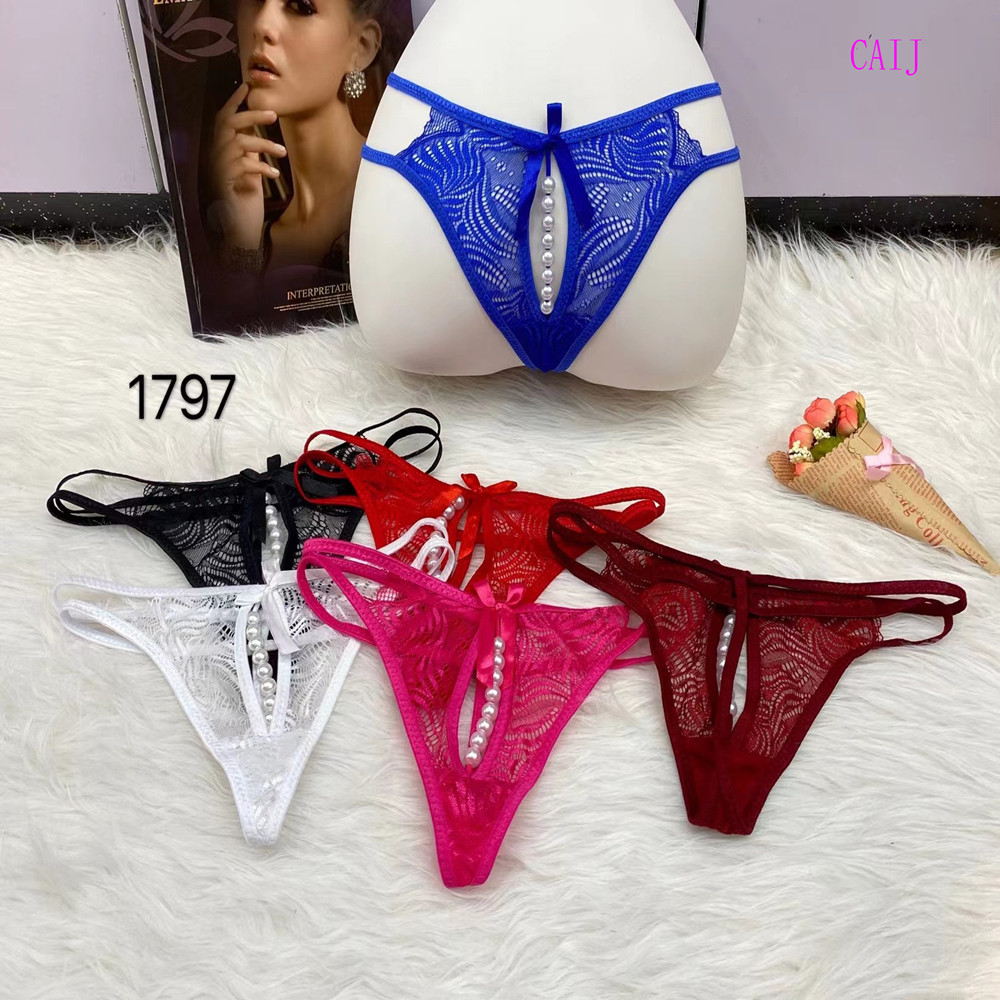 Lace embroidery open crotch sexy hollow ultra-thin no-wear low waist no trace tee short details Picture