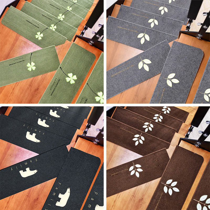 Qiansi stair mat step self-adhesive non-adhesive luminous stair mat household solid wood stair step mat carpet foot mat