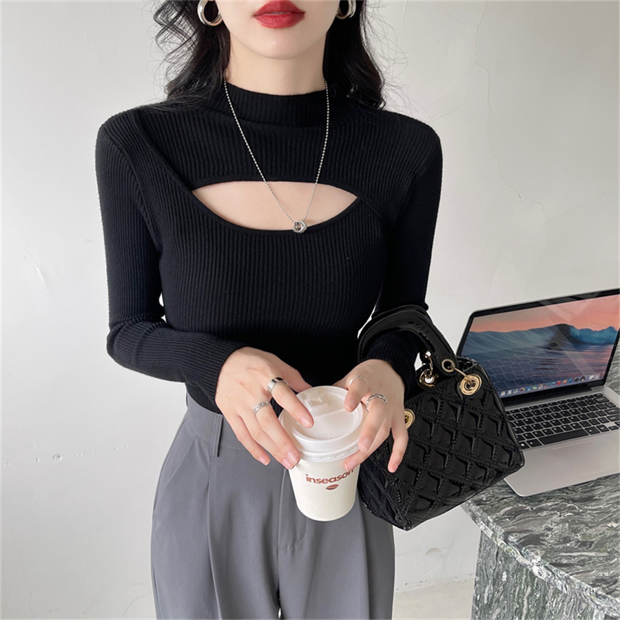 Spring New Korean Version Of The Cold Warm Slimming Temperament Sweater Solid Color Matching Thin Long Cardigan Slimming Long-Sleeved Sweater Female 42 details Picture