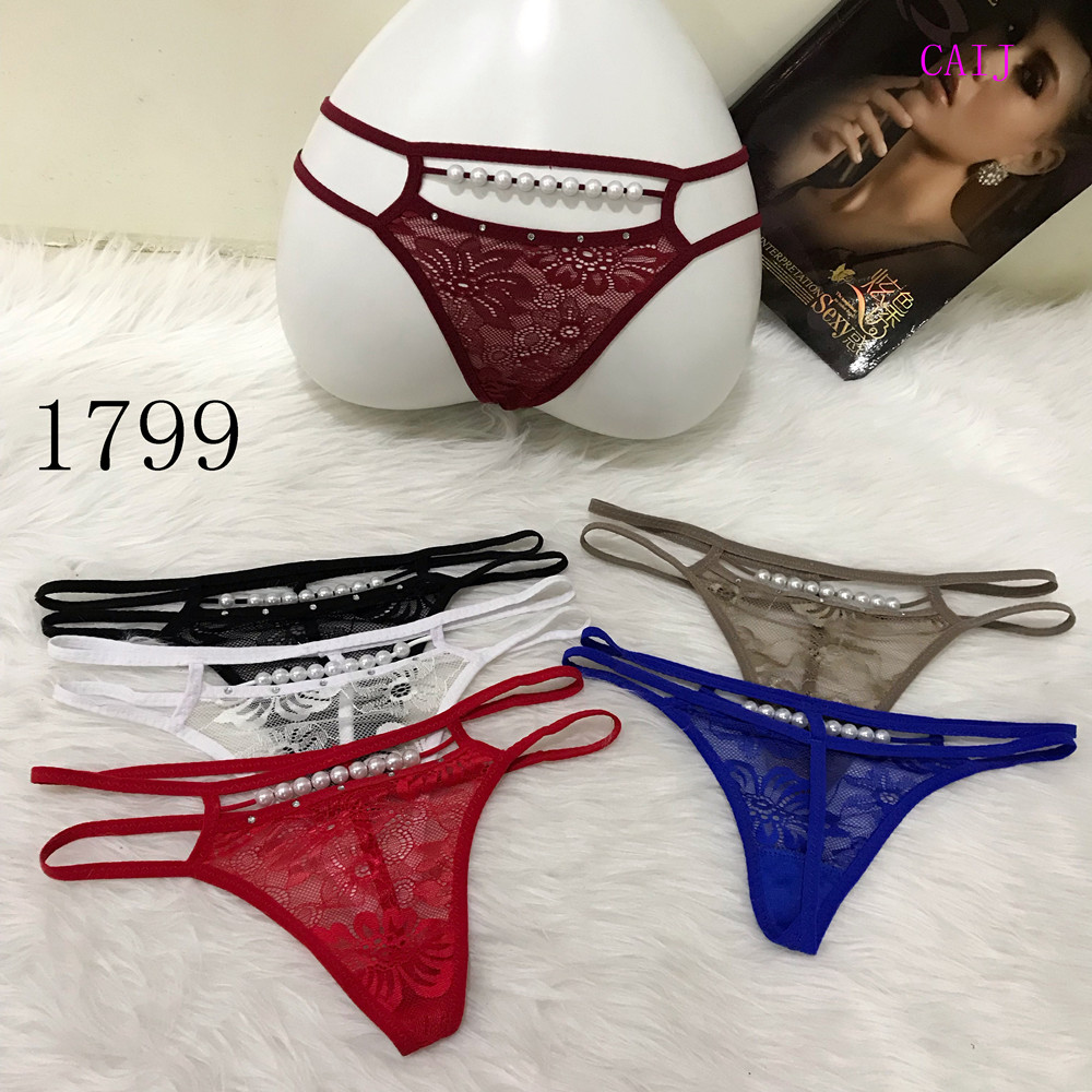 Low-rise sexy transparent lace thong seductive thin belt seamless transparent lace cutout underwear details Picture