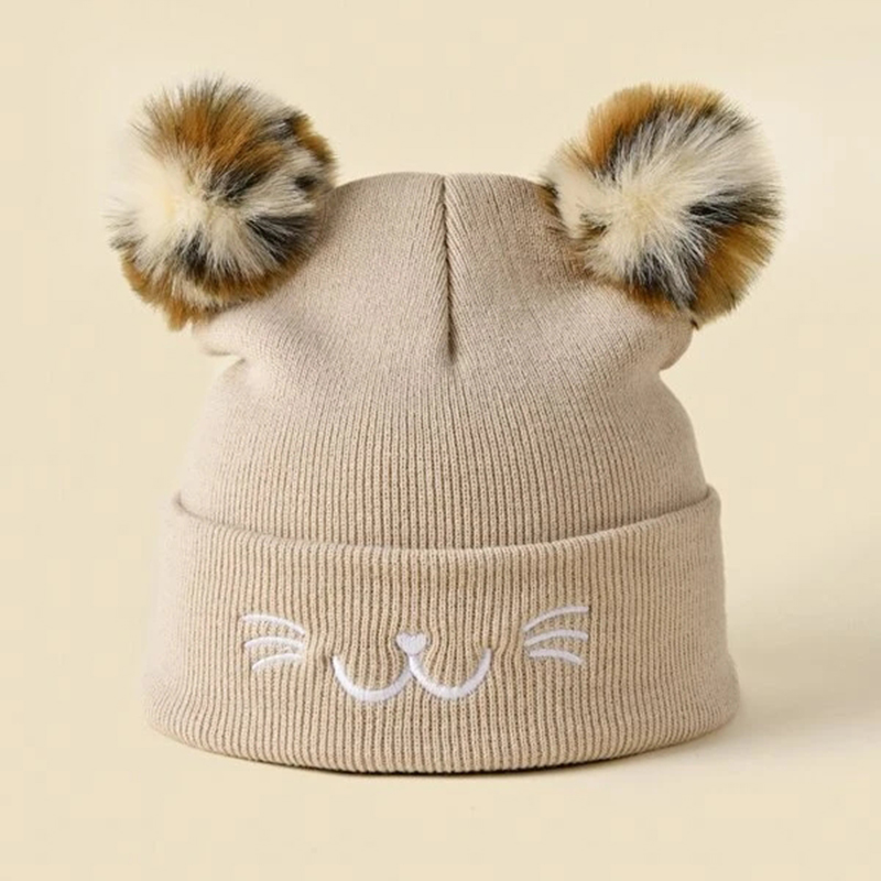 Expression Embroidered Pom Pom Decor Beanie