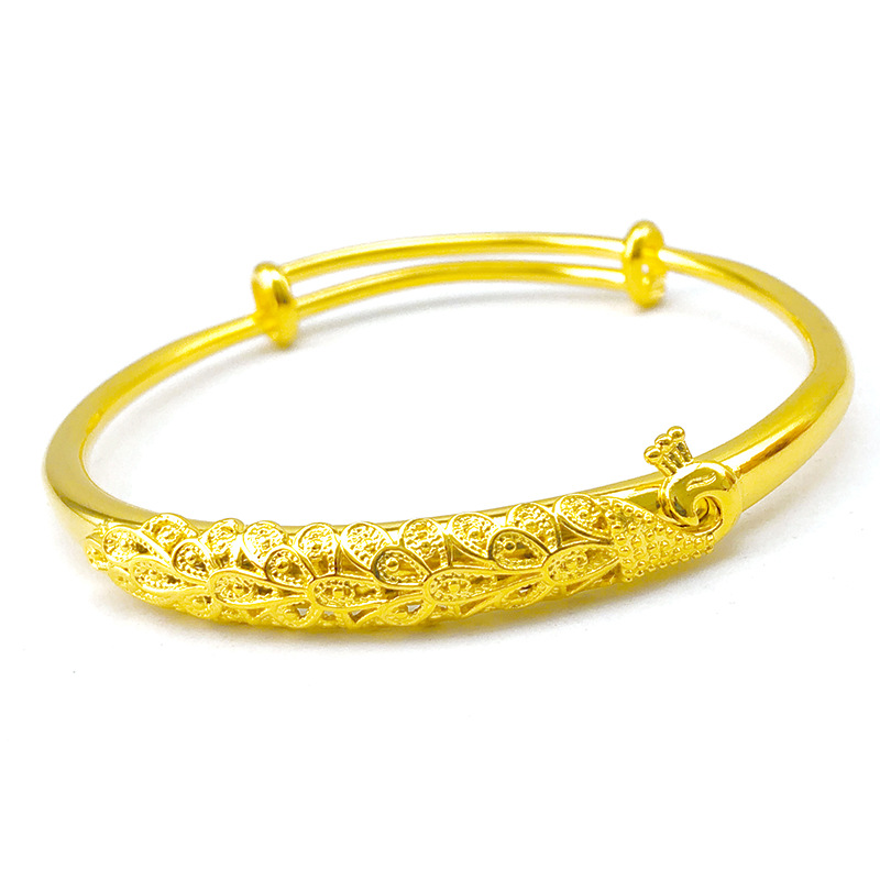 Factory direct sales of the internet-famous style pure copper gold-plated peacock bracelet for women's wedding, sand gold peacock sliding bracelet, novel from Yiwu Item Picture