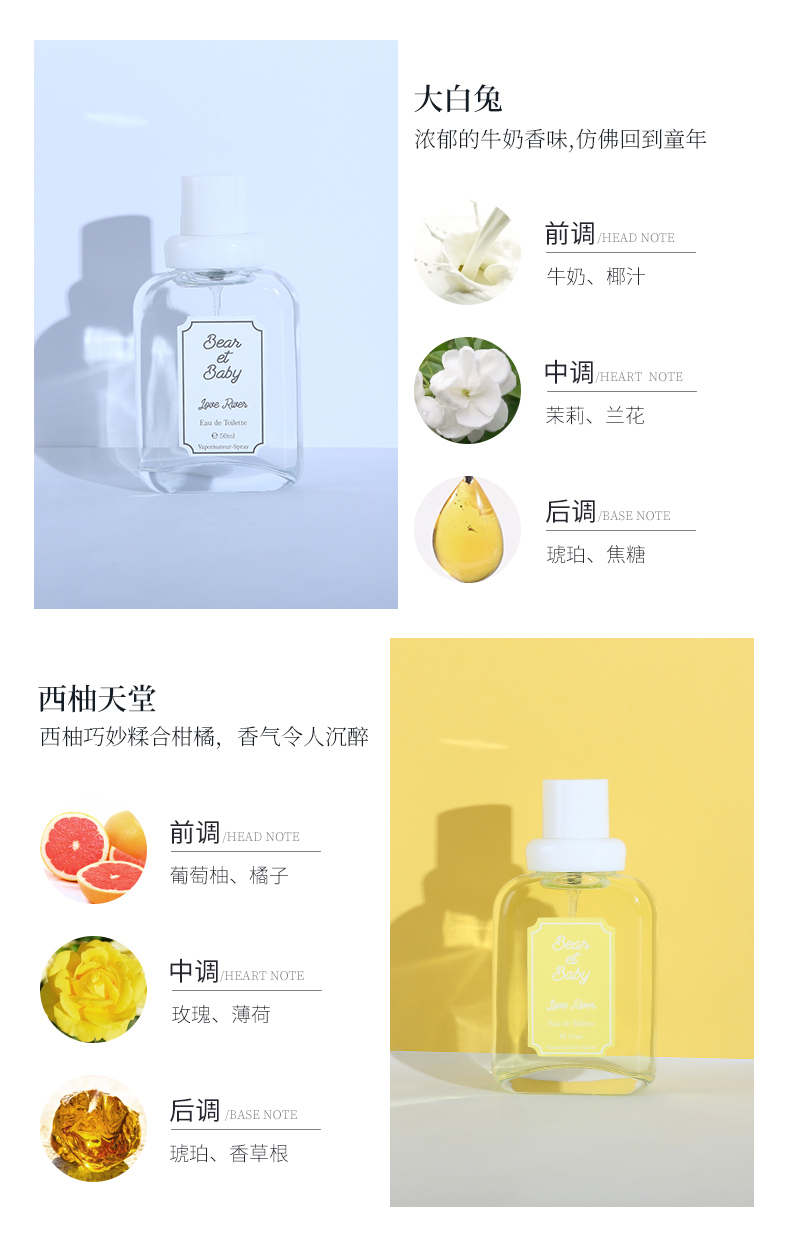 小熊宝宝香水女士可爱小熊大头熊持久淡香清新自然50ml学生香氛详情5