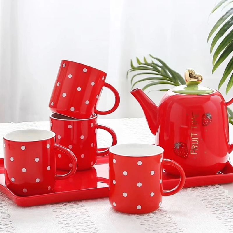 Strawberry 🍓 water set, seven-piece set, teacup, hotel supplies, daily necessities 041. No factory direct sales, wholesale and retail. For orders, please consult Specification image