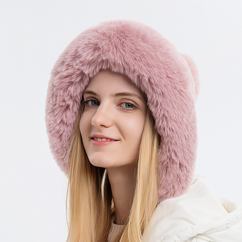 This Autumn And Winter Women's Pullover Hat Features Three Wool Balls, Outdoor Thickened And Fleece, Cold-Proof And Warm Solid Color Knitted Hat Specification drawing