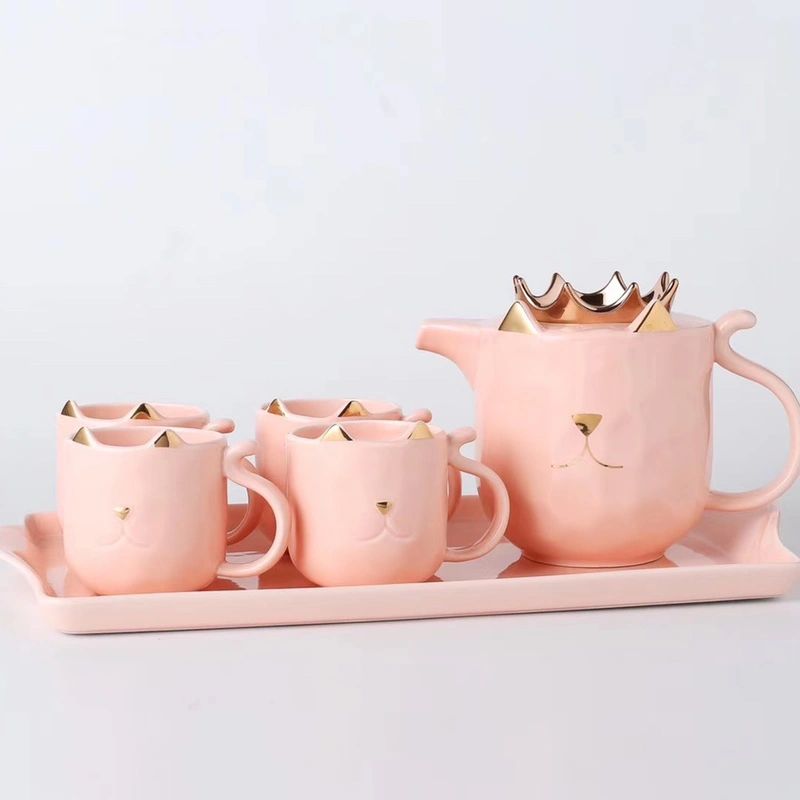 Crown 👑 cat water bottle seven-piece set tea set cups daily necessities 040 no factory direct sales wholesale retail order please consult Application Scenario
