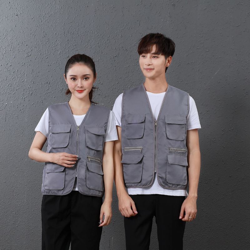 [Top Sales] Multi-Pocket Work Clothes Fishing Vest Vest Volunteer Vest Print Reporter Wedding Photography Advertising Tooling Specification drawing