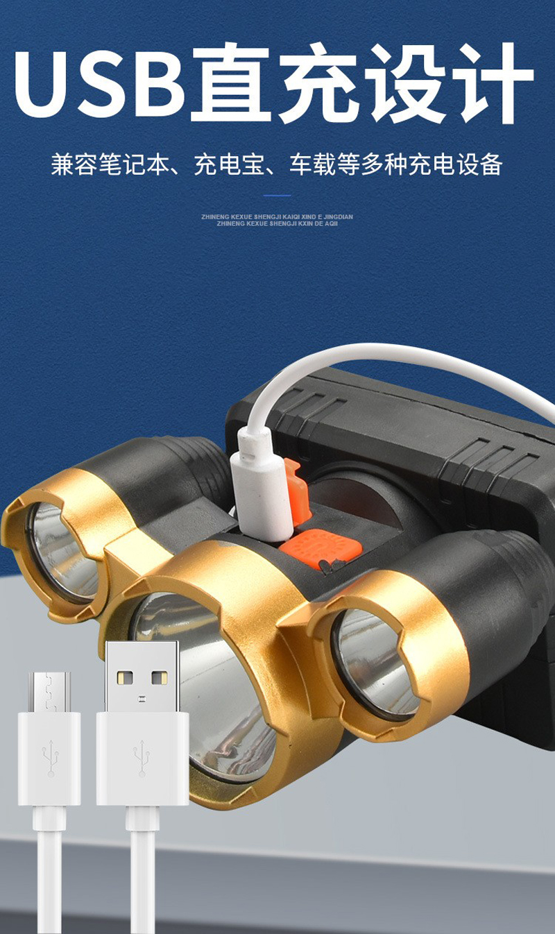 81002 пластиковая фара (1+2,USB,XPE) пластмассовая лампа заряжающая головка (USB, usb, spe pic 4