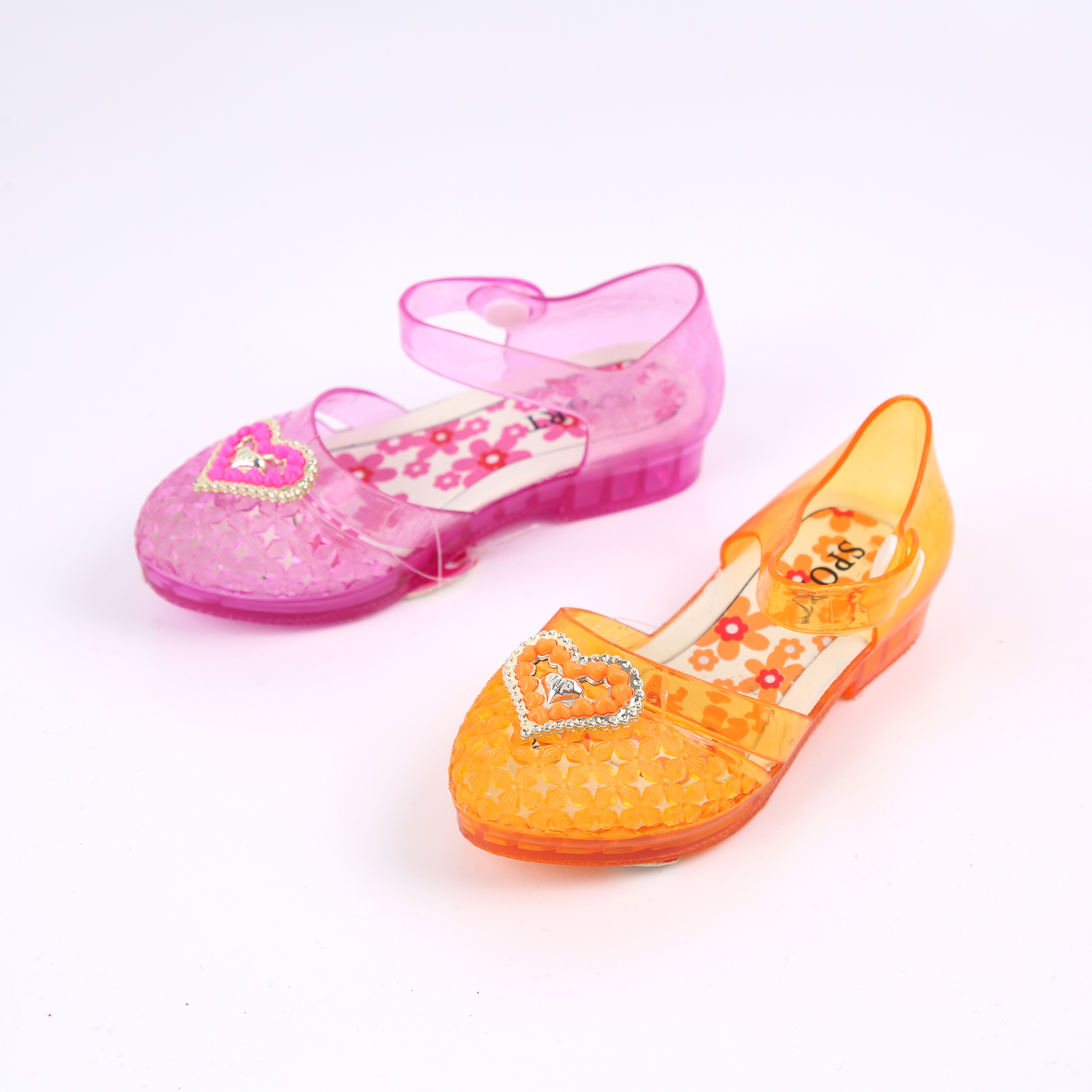 New children's shoes crystal sandal wedges children's flip-flops children's women's shoes middle heel one word buckle Bao head hollow jelly crocs for girls
