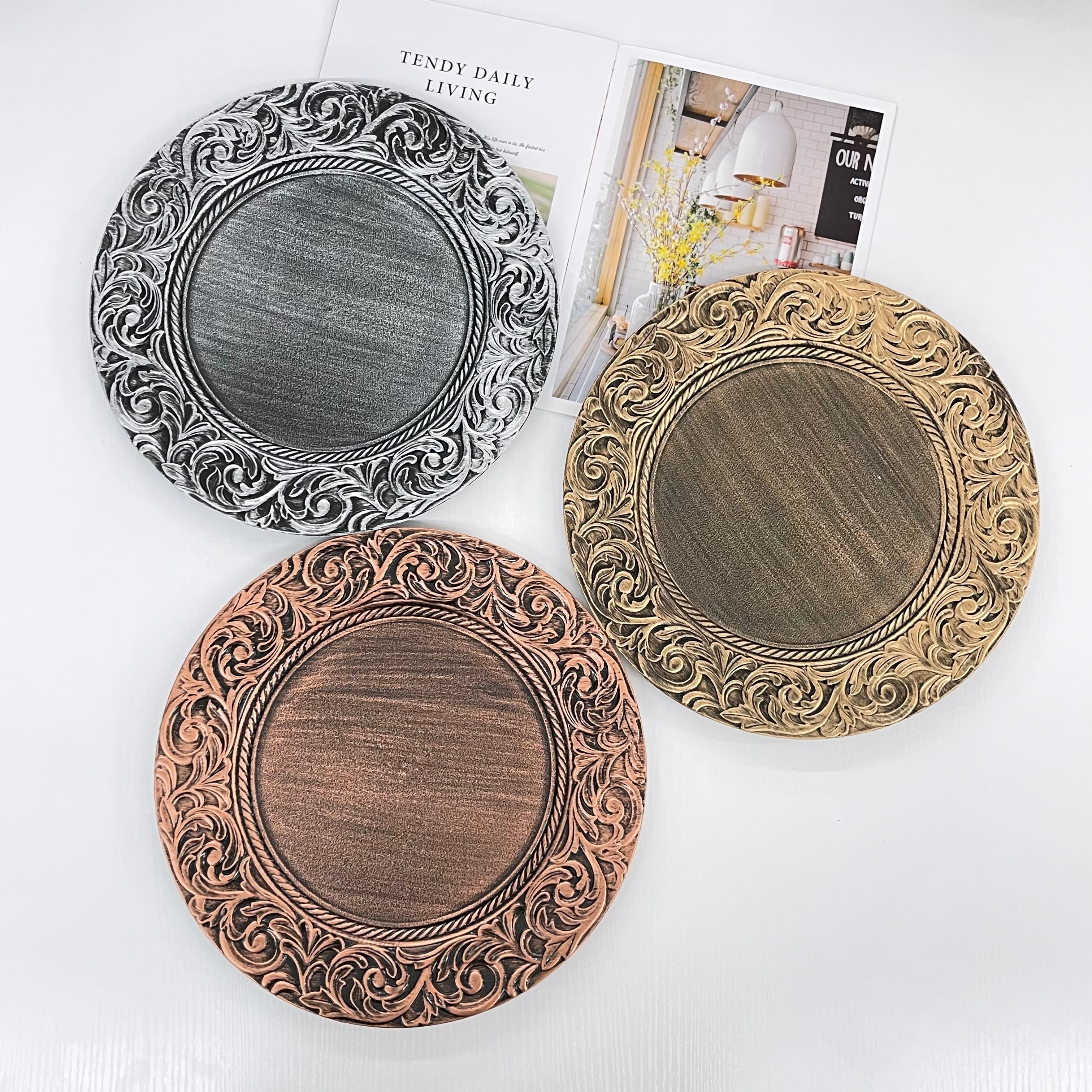 New antique plastic placemat plate thumbnail