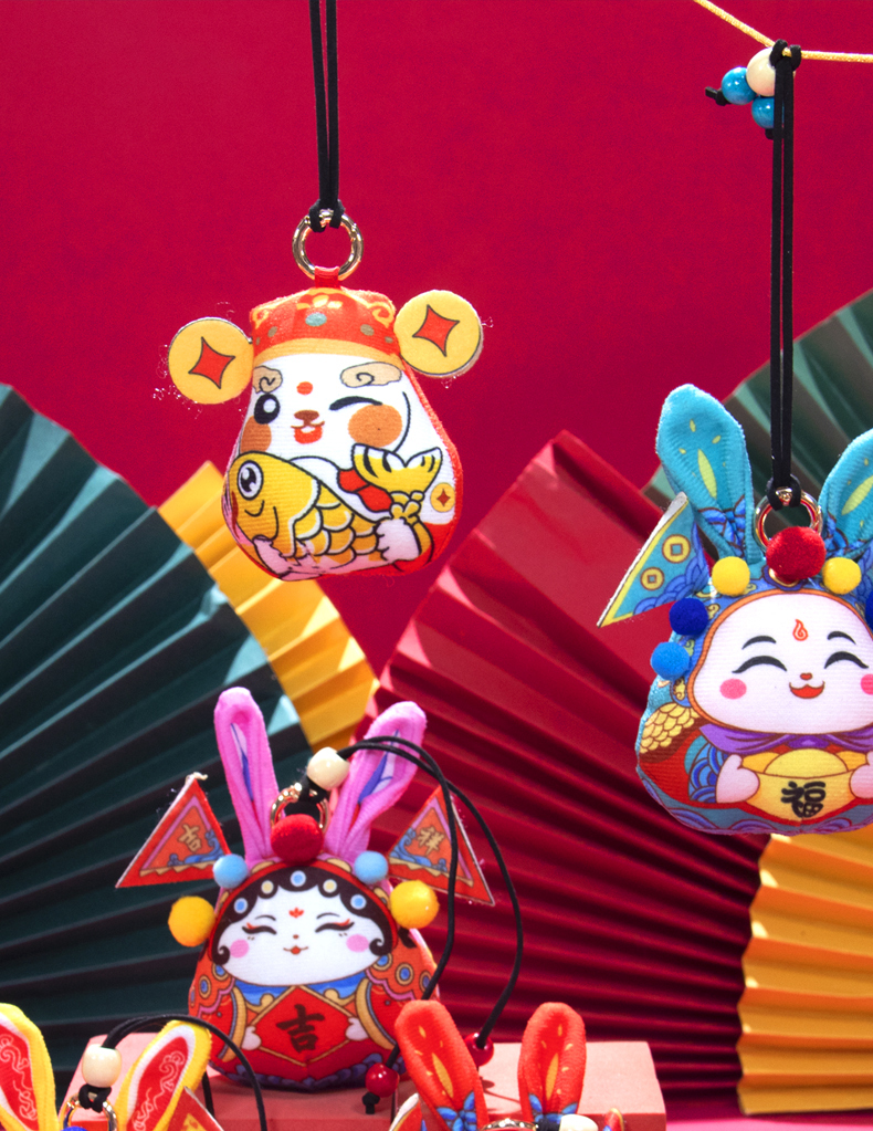 纳福平安福玩偶兔儿爷香囊陪伴布艺兔子香包兔春节国潮挂件详情1