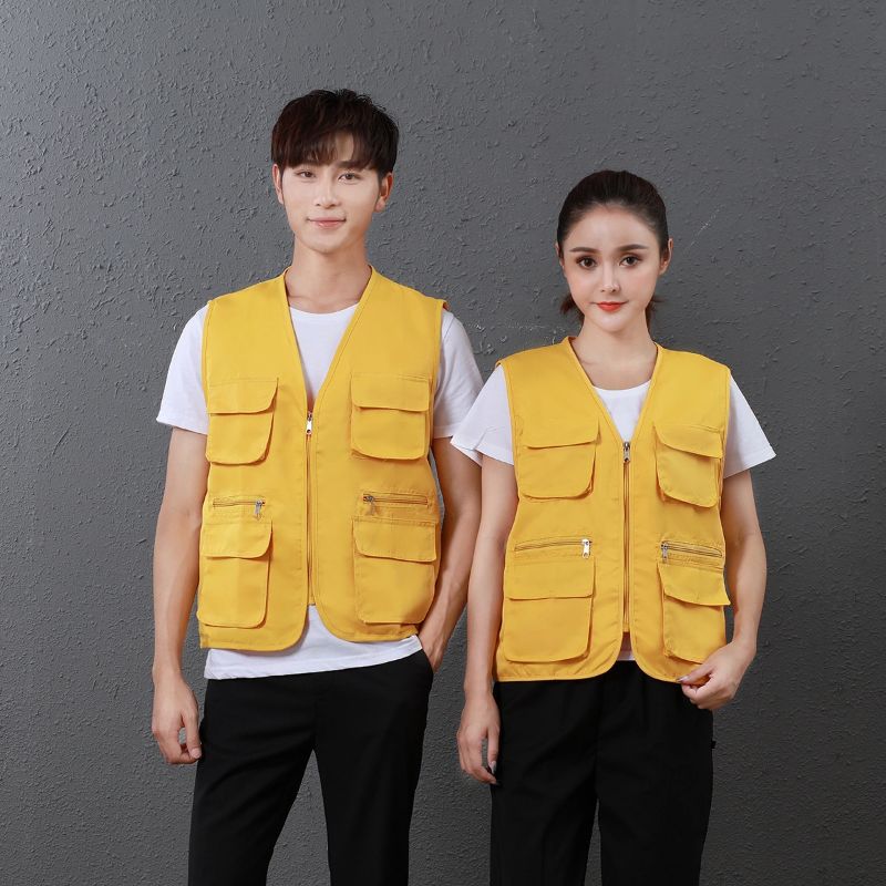 [Top Sales] Multi-Pocket Work Clothes Fishing Vest Vest Volunteer Vest Print Reporter Wedding Photography Advertising Tooling details Picture