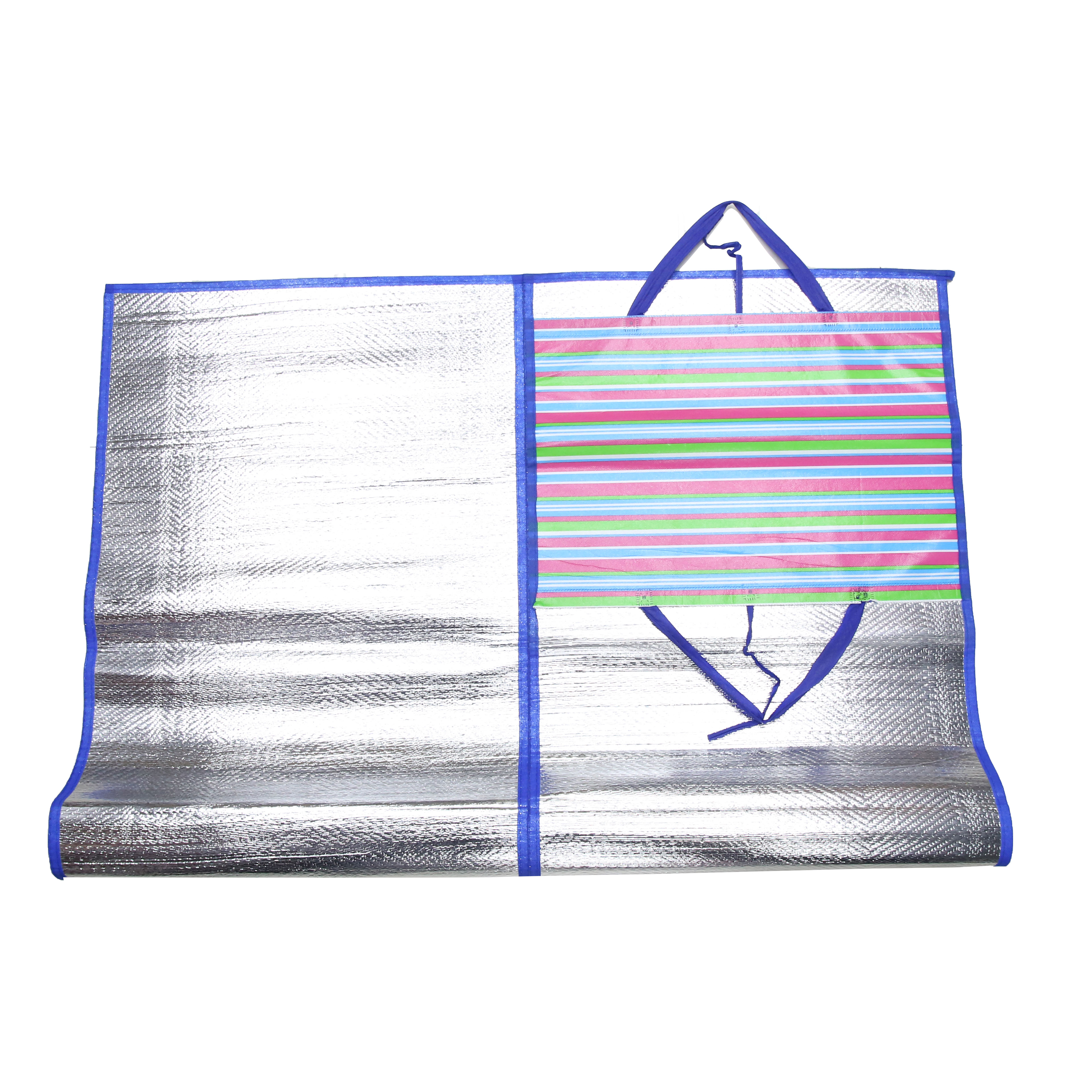 Xindeli Home Textile Factory Direct Sales Of Straw Mat 2022 Summer Explosive Beach Straw Silk Silver Film Material Is Easy To Carry Light Weight Easy To Use Breathable Application Scenario
