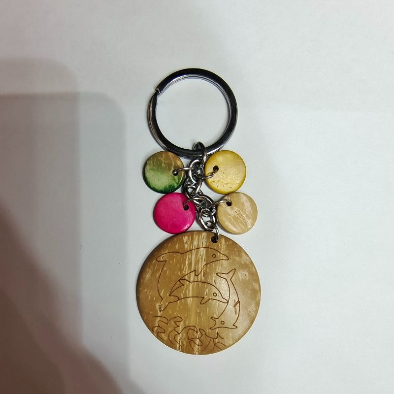Ethnic Style Retro Natural Coconut Shell Sea Creatures Carved Key Chain Creative Hanging Decoration Fu Coconut-10 details Picture