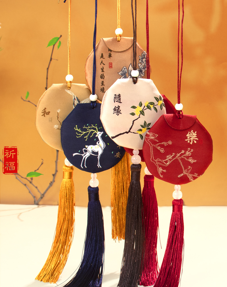 端午节香包薰衣草香袋祈福袋挂件平安香囊袋艾叶荷包袋挂脖禅意袋详情1