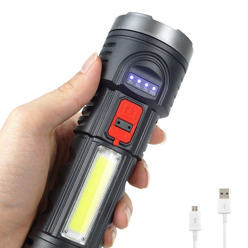 81016 linterna de plástico linterna COB linterna USB recargable home linterna exterior linterna de iluminación linterna portátil linterna de luz brillante details Picture
