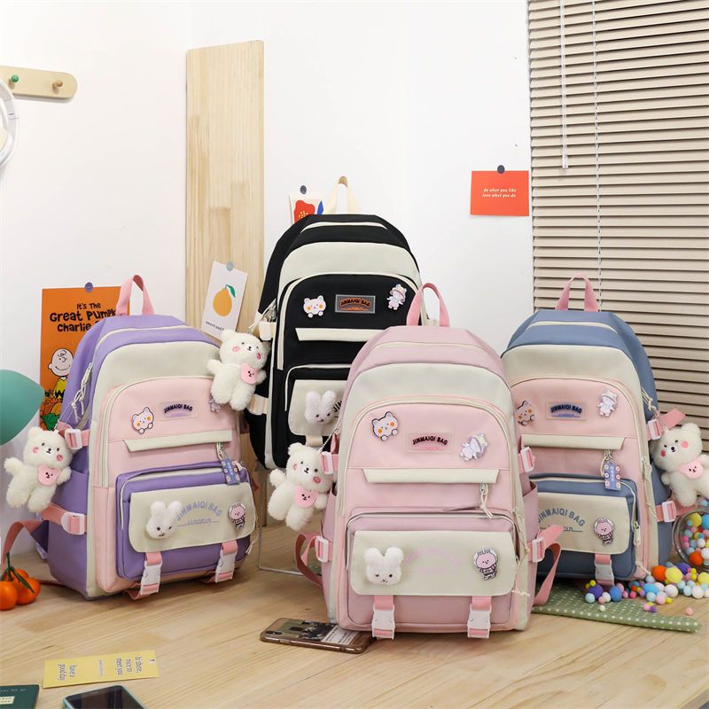 Five sets of schoolbag female new ns style backpack high school students junior middle school students three to six lovely shoulders thumbnail