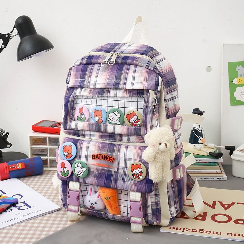 书包女初中生小学生高颜值学院可爱少女心高级感大容量帆布双肩包详情7